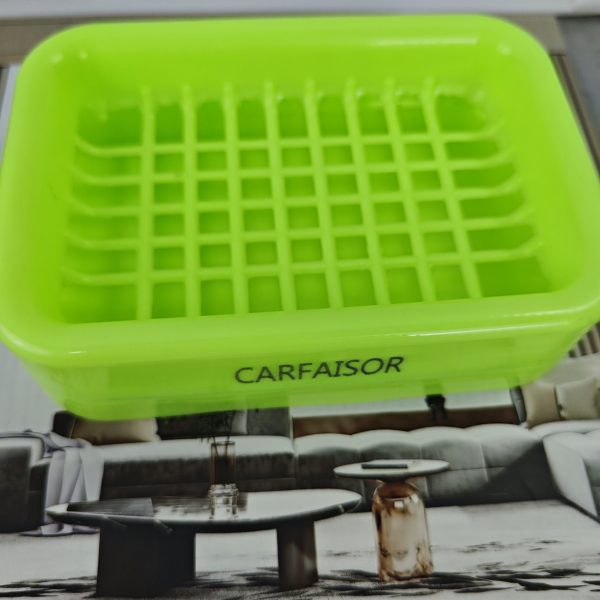 CARFAISOR Soap Dish – Green Plastic Soap Holder for Shower, 7.32" x 5.50", Stylish & Durable Design Keeps Soap Dry - Image 2